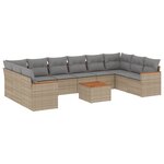 vidaXL Salon de jardin et coussins 11 Pièces mélange beige résine tressée