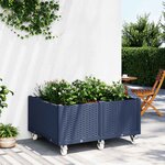 vidaXL Jardinière à roulettes bleu gris 100x80x54 cm PP