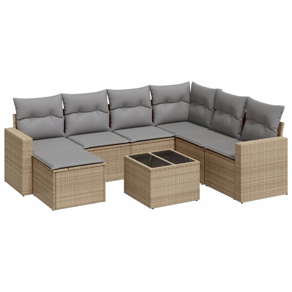 vidaXL Salon de jardin avec coussins 8 Pièces beige résine tressée