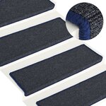 vidaXL Tapis d'escalier 15 Pièces 65x21x4 cm Gris et bleu