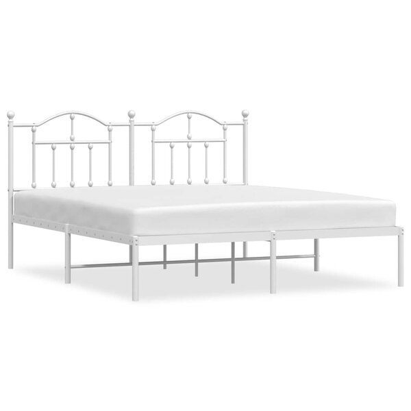 vidaXL Cadre de lit métal sans matelas et tête de lit blanc 160x200 cm