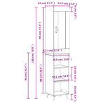 vidaXL Buffet haut Blanc brillant 34 5x34x180 cm Bois d'ingénierie
