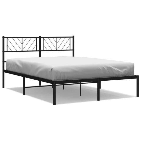 vidaXL Cadre de lit métal avec tête de lit noir 140x200 cm
