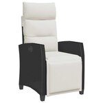 vidaXL Chaise de jardin inclinable avec table d'appoint noir polyrotin