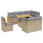 vidaXL Salon de jardin avec coussins 9 Pièces beige résine tressée