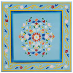 vidaXL Table basse turquoise bois de manguier massif peint à la main