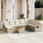 vidaXL Salon de jardin avec coussins 9 Pièces beige résine tressée