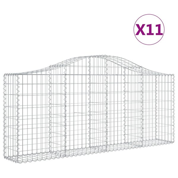 vidaXL Paniers à gabions arqués 11 Pièces 200x30x80/100 cm Fer galvanisé