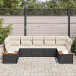 vidaXL Ensemble de canapé de jardin 7 Pièces Noir et crème Poly rotin