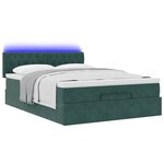 vidaXL Cadre de lit ottoman avec matelas vert foncé 140x190 cm velours