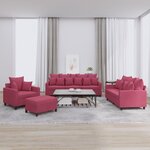 vidaXL Ensemble de canapés 4 Pièces avec coussins Rouge bordeaux Velours