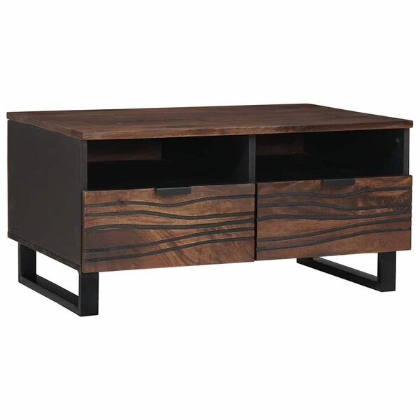 vidaXL Table basse Marron et Noir 80 x 54 x 40 cm Bois d'acacia massif