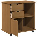 vidaXL Cabinet roulant avec roue Marron miel 63 5 x 39 x 65 5 cm