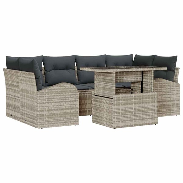 vidaXL Ensemble de canapé de jardin 7 Pièces Gris clair 100 x 55 x 73 cm