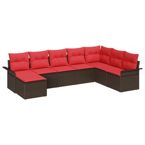 vidaXL Ensemble de canapé de jardin 8 Pièces Marron polyrotin