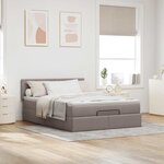 vidaXL Lit ottoman avec matelas et LED taupe 140x190 cm tissu