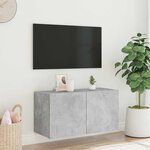 vidaXL Meuble TV mural avec lumières LED gris béton 80x35x41 cm