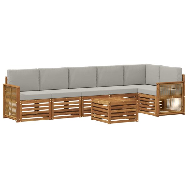 vidaXL Ensemble de canapé d'angle 6 Pièces Naturel et gris clair