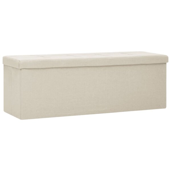 vidaXL Banc de rangement pliable Blanc crème Faux lin