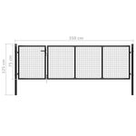 vidaXL Portillon Acier 350x75 cm Anthracite