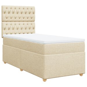 vidaXL Sommier à lattes de lit avec matelas Crème 90x200 cm Tissu