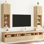 vidaXL Meubles TV avec lumières LED 2 Pièces chêne sonoma 30 5x30x102 cm