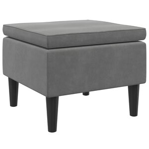 vidaXL Tabouret avec pieds en bois Gris foncé Velours