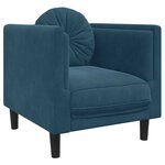 vidaXL Fauteuil avec coussin bleu velours