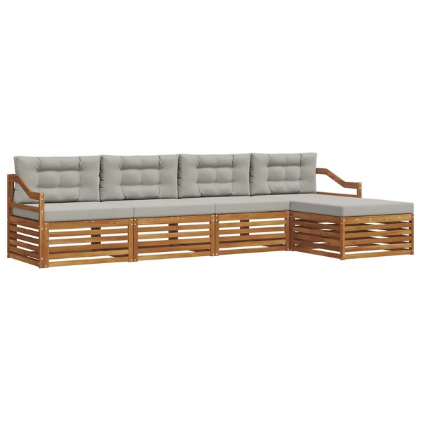 vidaXL Ensemble de canapés d'extérieur 5 pc Gris Naturel et Clair