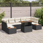 vidaXL Ensemble de salle à manger pour jardin 8 Pièces Crème Noir Bois