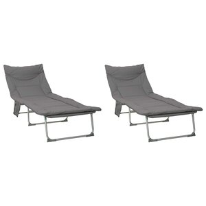 vidaXL Transat pliant avec coussin 2 pc Anthracite