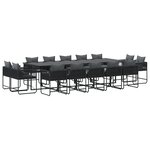 vidaXL Ensemble de salle à manger de jardin de 19 pièces avec coussins Acier noir et Rattan synthétique
