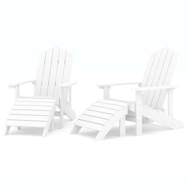 vidaXL Chaises de jardin Adirondack lot de 2 repose-pieds PEHD Blanc