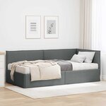 vidaXL Cadre de lit d'angle avec matelas 2 Pièces Gris Velours