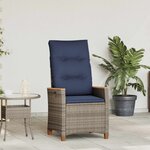 vidaXL Chaise de jardin inclinable Gris et bleu marine polyrotin