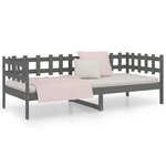 vidaXL Lit de jour Gris 90x190 cm Bois de pin massif