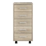 Caisson à roulettes mobile avec 5 tiroirs en MDF 63 cm beige