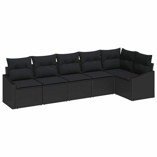 vidaXL Ensemble de salle à manger pour jardin avec coussin 6 Pièces Noir
