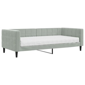 vidaXL Lit de jour avec matelas gris clair 90x200 cm velours