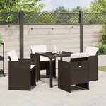 vidaXL Ensemble de salle à manger pour jardin 5 Pièces Marron Poly rotin