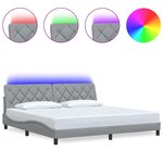 vidaXL Cadre de lit avec LED sans matelas gris clair 200x200 cm tissu