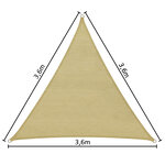 Tectake Voile d'ombrage triangulaire, beige - 360 x 360 x 360 cm