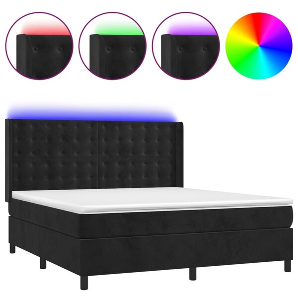 vidaXL Sommier à lattes de lit matelas et LED Noir 180x200 cm Velours