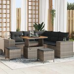vidaXL Ensemble de canapé de jardin 8 Pièces Gris 90 x 55 x 71 cm