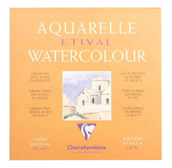 Bloc Etival grain fin 24x24 25F 300g encollé 4 côtés CLAIREFONTAINE