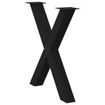 vidaXL Pieds de table à manger en forme de X  2 pièces  noir  80 x (72-73) cm  acier