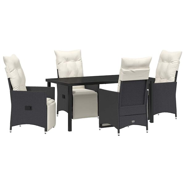 vidaXL Ensemble de salle à manger pour jardin 5 Pièces Noir Poly rotin