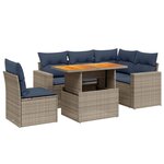 vidaXL Salon de jardin 6 Pièces avec coussins gris résine tressée