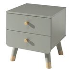 Vipack Table de chevet à 2 tiroirs Billy Bois Vert olive