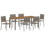 Ensemble de Salle à Manger de Jardin vidaXL 7 Pièces Gris Poly Rattan